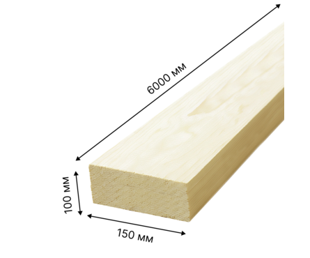 Доска 100х150х6000 мм обрезная хвойных пород ПР Фотография_1