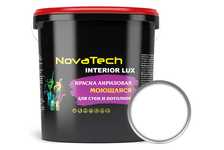 Краска моющаяся NovaTech Interioir LUX для стен и потолков, белая, 15 кг