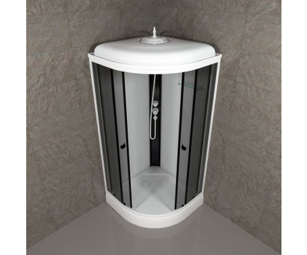 Душевая кабина полукруг 900х900х2175х4 мм низкий поддон тонированное стекло Грэй-вайт ТРИТОН Фотография_2