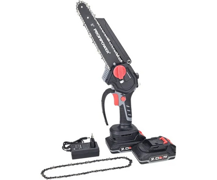 Пила цепная аккумуляторная бесщеточная 200 мм 18В Li-ion 2 АКБ 2 А*ч, ЗУ PROFIPOWER Фотография_2