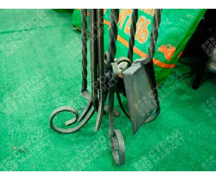 Набор каминный ПЛИМУТ патина/золото H 70 см (совок, кочерга, щетка, щипцы) Фотография_2