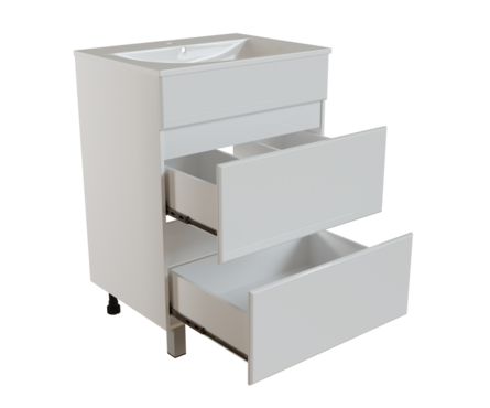 Тумба для ванной Брикс 60 2 ящика с умывальником Breеze - 60 Фотография_1