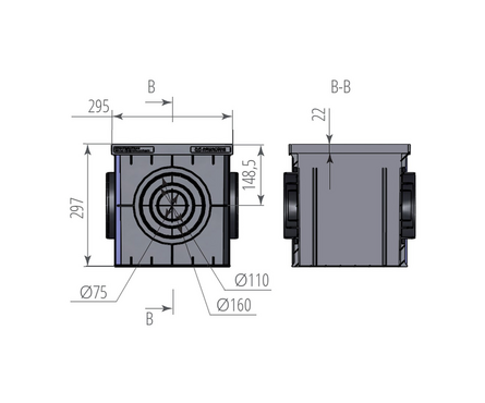 Дождеприемник пластиковый универсальный 300x300х297 мм AQUASTOK Фотография_1