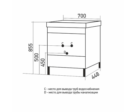 Тумба для ванной «Честер 70» бетон, с умывальником Грейс-70 (ПВХ) Фотография_3
