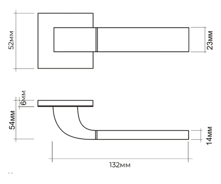 Ручка дверная R21.170 MBP на квадратной розетке черный матовый ABRISS Фотография_1