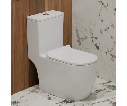 Унитаз-монолит Т1088 безободковый тонкое сиденье ДП (с гофрой и подводкой) EVA GOLD Фотография_1