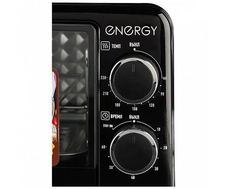 Мини-печь 9 л, 650 Вт, таймер, термостат, черная GT-09A-B ENERGY Фотография_2