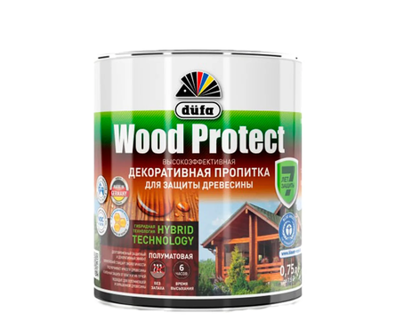 Пропитка декоративная для защиты древесины Dufa Wood Protect, белая, 0.75 л Фотография_0