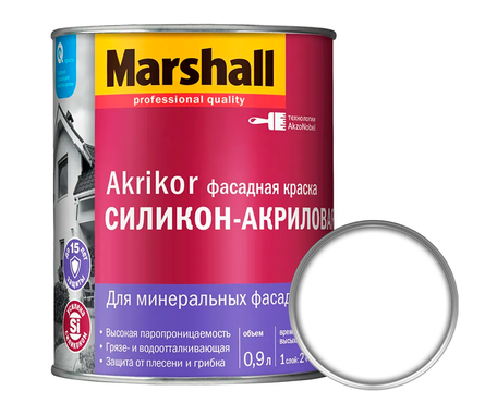 Краска фасадная Marshall AKRIKOR матовая, база ВW (0.9 л) Фотография_0