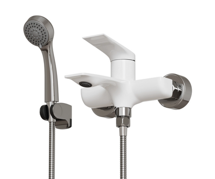 Смеситель для ванны однорычажный MIXLINE короткий гусак белый/хром 35к ML41-01 Фотография_1