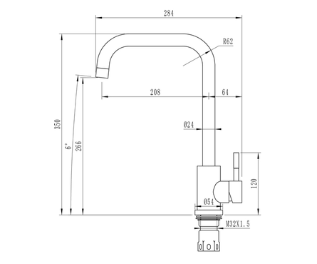 Смеситель для кухни однорычажный MIXLINE высокий гусак сатин MLSS-0301 Фотография_2