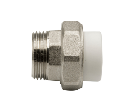 Муфта PPR комбинированная, разъемная, наружная резьба, 25х1, белая Фотография_1