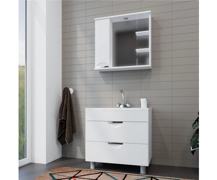 Шкаф навесной MixLine Этьен 75 левый, с подсветкой, белый (ПВХ) Фотография_2