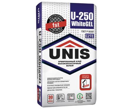 Клей плиточный ЮНИС WhiteGEL U-250 С2ТЕ 25 кг Фотография_0