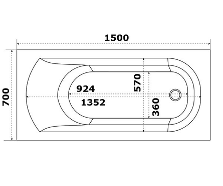 Ванна акриловая 1500x700 мм (каркас+ножки+сифон) Нирвана BAS Фотография_4