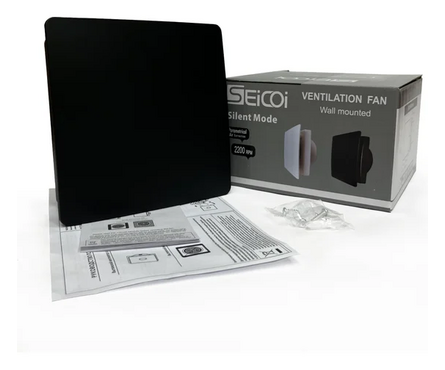 Вентилятор осевой вытяжной d 100 мм с укороченным патрубком Seicoi Ratio Design 100 Matt black Фотография_3