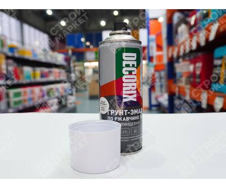 Грунт-эмаль по ржавчине DECORIX 3в1 аэрозольная, белая, глянцевая (520 мл) Фотография_4