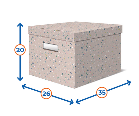 Коробка картонная для хранения 26х35х20 см с крышкой бежевая BASIC Фотография_1