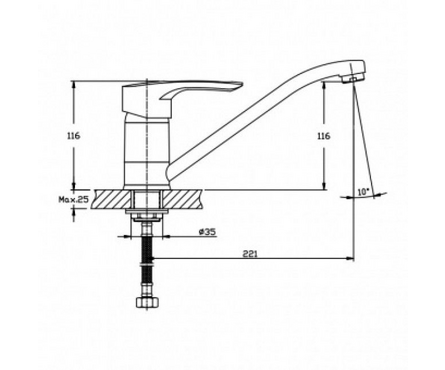 Смеситель для кухни однорычажный MIXXUS хром 555 HANSBERG Фотография_2