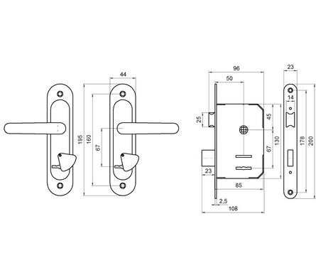Замок врезной 3В9.2-08 сувальдный с защелкой в комплекте с ручкой 3 ключа серебро антик АБСОЛЮТ Фотография_1
