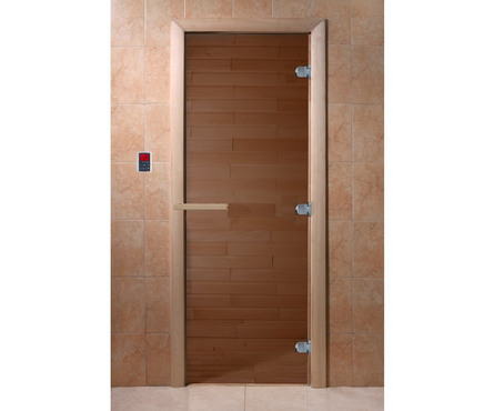 Дверь для бани 1.9х0.7 м стеклянная толщина 8 мм, 3 петли Теплый день Doorwood Фотография_2