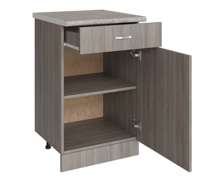 Стол-тумба кухонный распашные дверцы со столешницей 50 см ЛДСП ясень/шимо светлый (1 ящик) Фотография_1