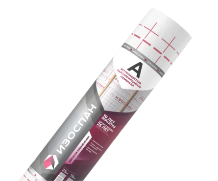 Мембрана Изоспан A гидроизоляционная, ветрозащитная, паропроницаемая (35 м²/рул) Фотография_0