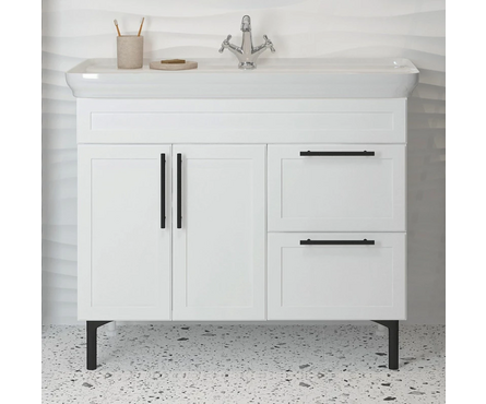 Тумба для ванной Софа 100 белая с умывальником Дуглас 1050/Виктория 100 Фотография_2