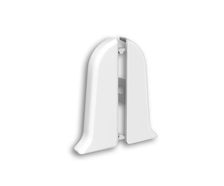Угол ПВХ торцевой для плинтуса напольного 55 мм Белый ИДЕАЛ Классик (1 пара/флоуп) Фотография_0