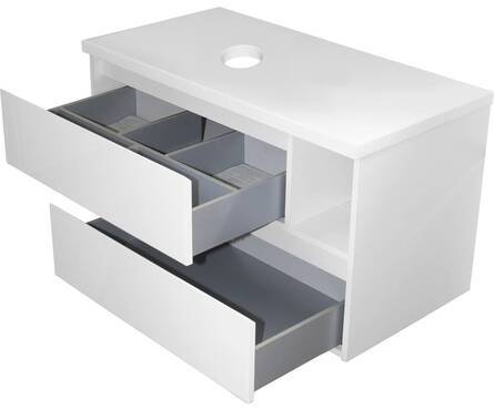 Тумба подвесная Аврора 90 белая со столешницей Фотография_1