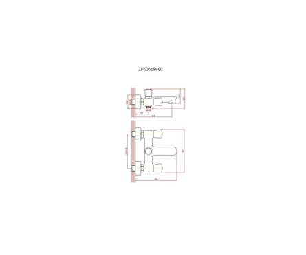 Смеситель для ванны двухвентельный CRON короткий гусак хром 1/2 кер CN61866 Фотография_2