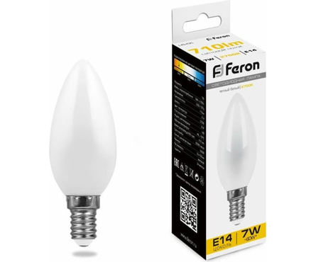 Лампа светодиодная Feron 9 Вт Свеча, Е14, белый свет, 4000 К  Фотография_0