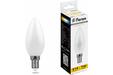 Лампа светодиодная Feron 9 Вт Свеча, Е14, белый свет, 4000 К 