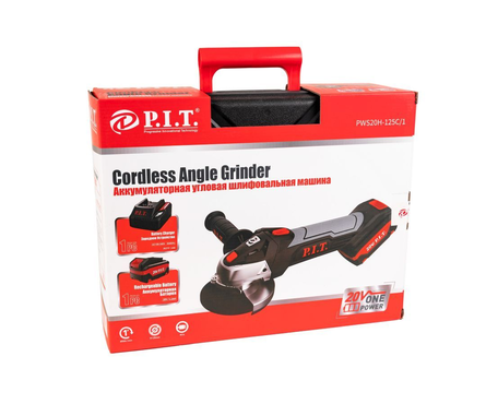 УШМ 125 мм 20 B, 8500 об/мин, Li-Ion аккум 4 Ач, 1 акб, з.у. кейс PWS20H-125C/1 P.I.T. Фотография_8