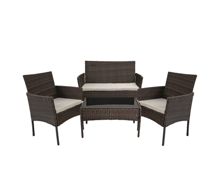 Мебель садовая из исусственного ротанга с подушками (диван, 2 кресла, стол) каркас т.-короч. ДОМИНИКАНА Фотография_0