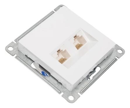 Розетка 2-я RJ45 белая компьютерная ATLAS (Schneider Electric) Фотография_1