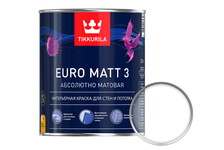 Краска ВД Tikkurila Euro Matt 3 интерьерная,  латексная, глубокоматовая, база С (0.9 л)