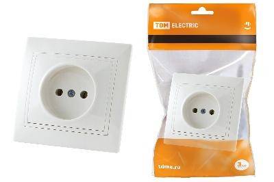 Розетка TDM Таймыр 1-ая б/з, белая, 10А, 250В Фотография_1