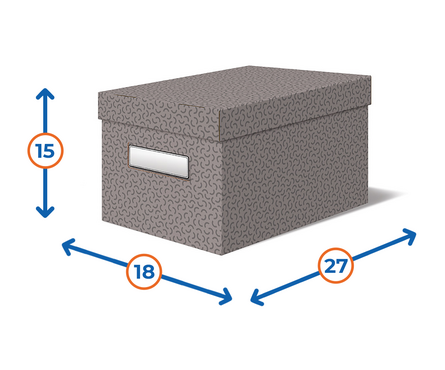 Коробка картонная для хранения 18х27х15 см с крышкой серая BASIC Фотография_1
