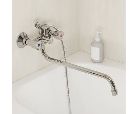 Смеситель для ванны двухвентельный MILARDO длинный гусак хром 1/2 кер TRISB02M10 Tring Фотография_1