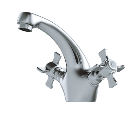 Смеситель для умывальника двухвентельный MIXLINE литой гусак хром Classic ML30-04 Фотография_2