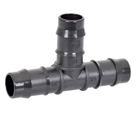 Тройник заершенный пластиковый 16х16х16 мм для капельной трубки Фотография_1