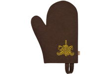 Рукавица для сауны коричневая с вышитым логотипом Банные Штучки, войлок