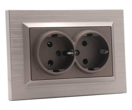 Розетка 2-ая с/з мокка QUANTUM OVIVO Фотография_2