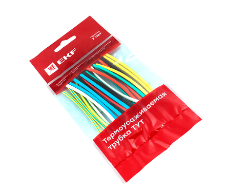 Трубка термоусадочная EKF ТТУ 4/2, набор (7 цветов/3 шт по 100 мм) Фотография_1