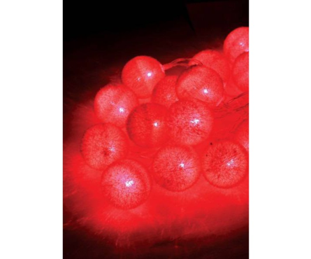 Гирлянда LED 3,4м Пушистые шарики d2см красный Фотография_0