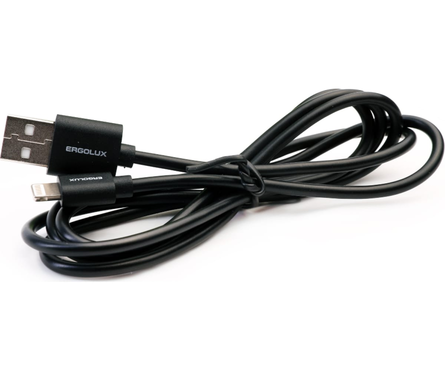 Кабель USB-Lightning 3А 1,2м зарядка + передача данных черный ERGOLUX Фотография_1