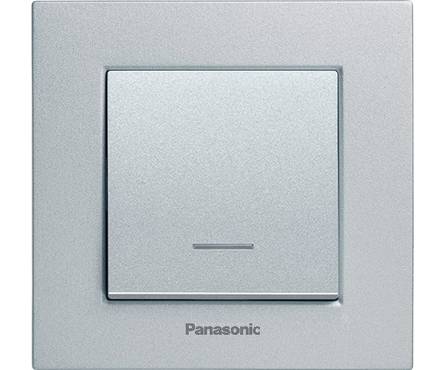 Выключатель Panasonic , 1кл с подсветкой серебро Karre Plus Фотография_0