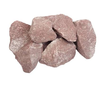 Камень Кварцит малиновый, колотый, в коробке по 20 кг Банные штучки