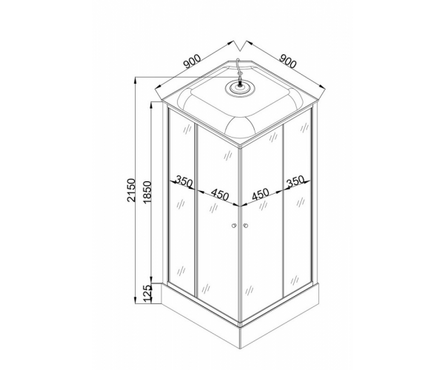 Душевая кабина квадрат 900х900х2280х4 мм низкий поддон хром мат профиль хром. стекло F901WS-Q EvaGold Фотография_2